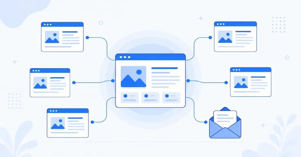 Blogger outreach guide showing a website owner connecting with bloggers through email